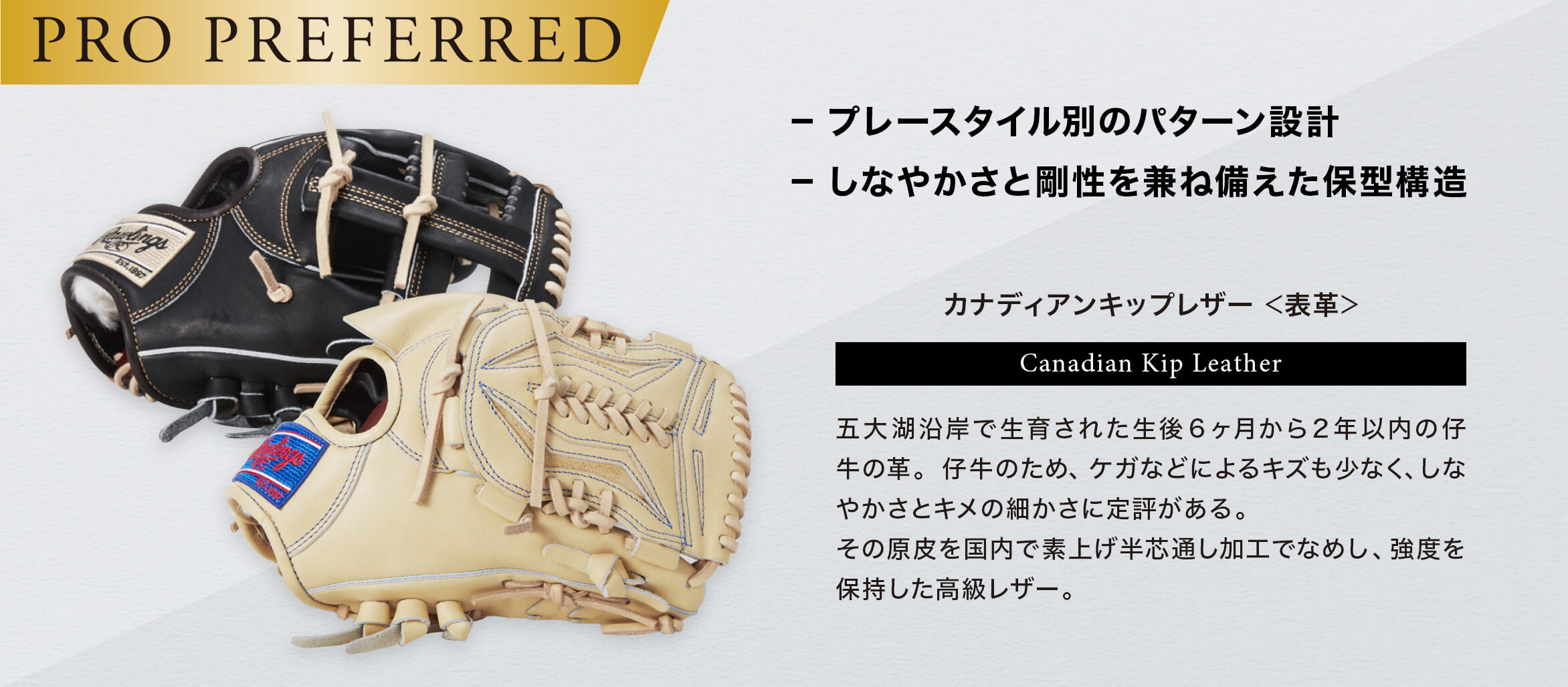 プレースタイルで選べる硬式グラブ PRO PREFERRED（プロプリファード）