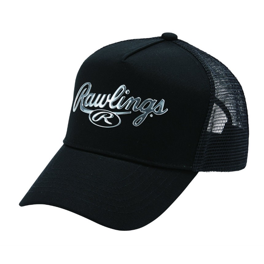 国内在庫 ローリングス Rawlings 6パネル フラットバイザーキャップ-ダークグレー ブラック 野球 帽子 キャップ 練習着 DGRY B  AAC13S01